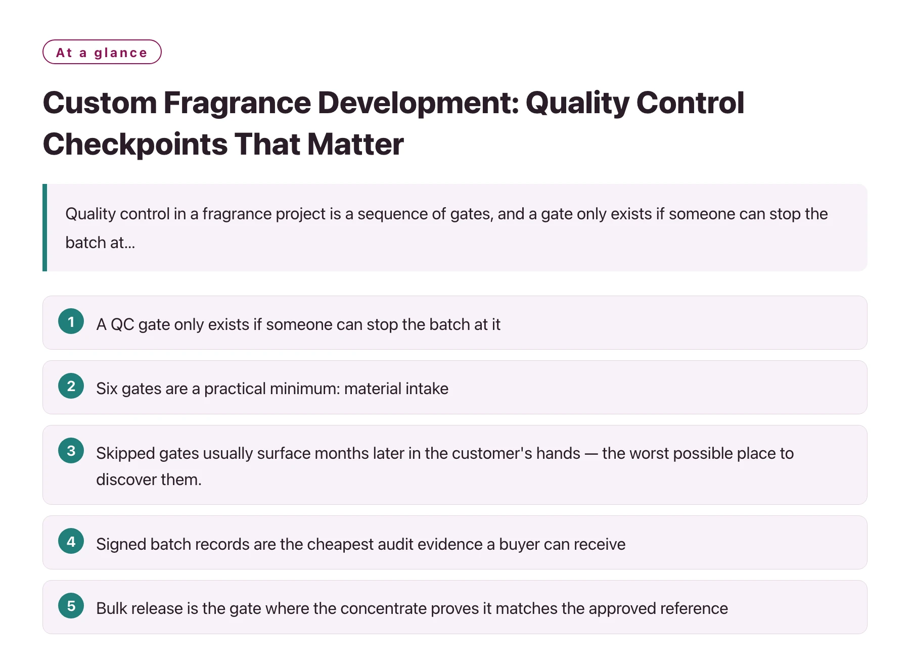 Custom Fragrance Development: Quality Control Checkpoints That Matter——全文要点速览